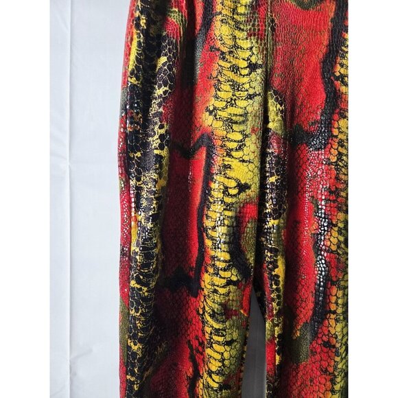 Adult Small Curtain Call Costume Snakeskin Foil Animal Print Bell Bottom Pants - Picture 2 of 9